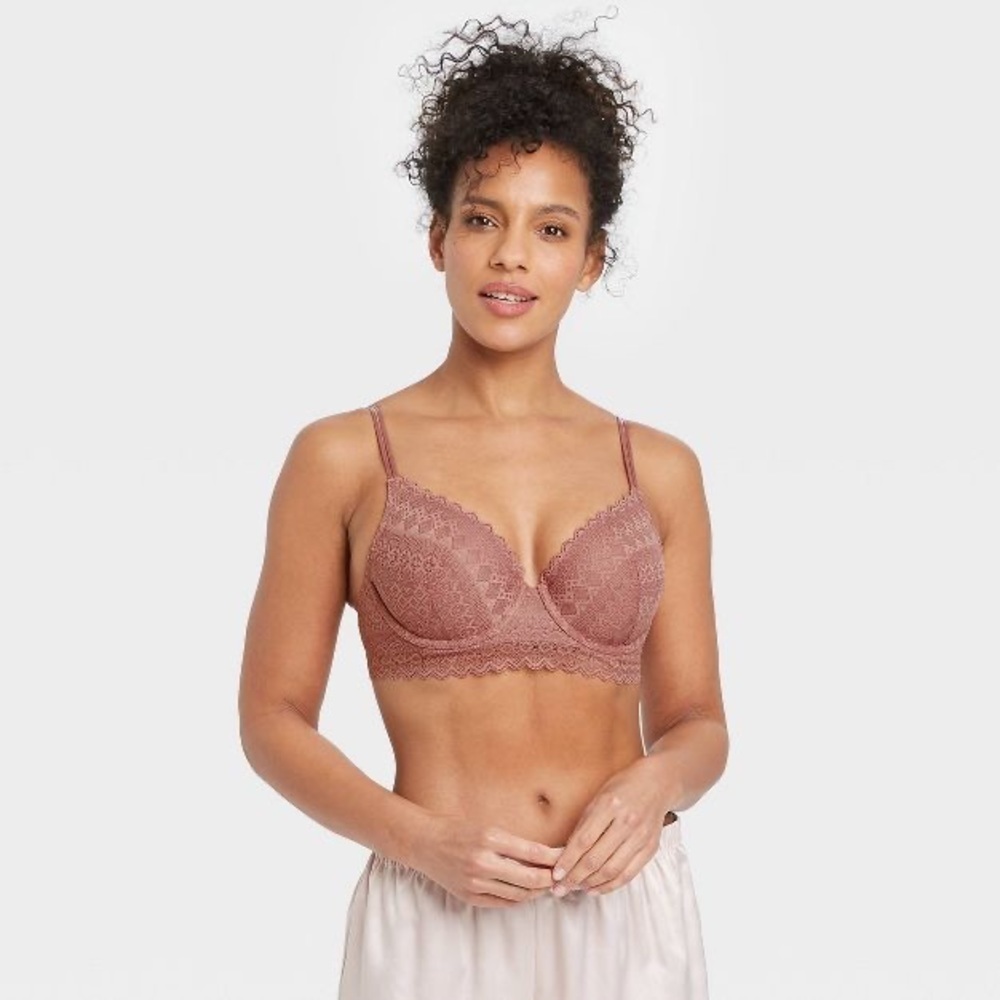Auden Women's Lace Longline Semi Demi Bra